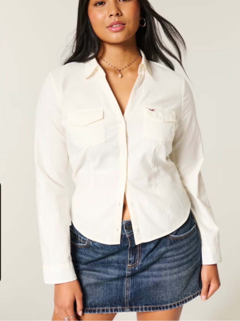 Hollister Women's cream Button-Down Shirt